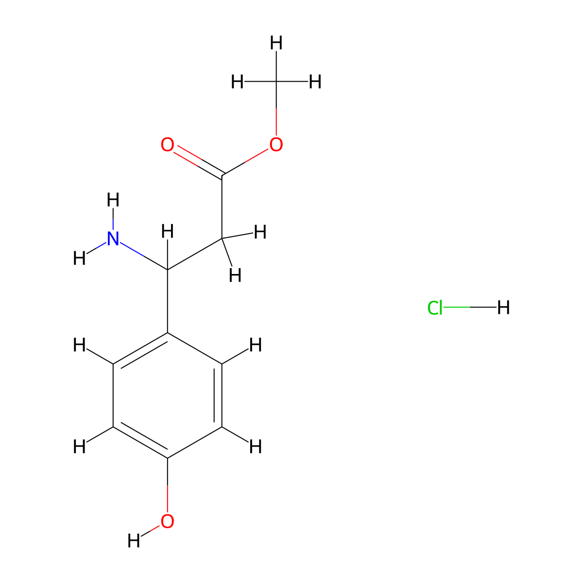 Methyl 3-Amino-3-(4-hydroxyphenyl)propanoate Hydrochloride molecular structure, CAS 1820683-08-6