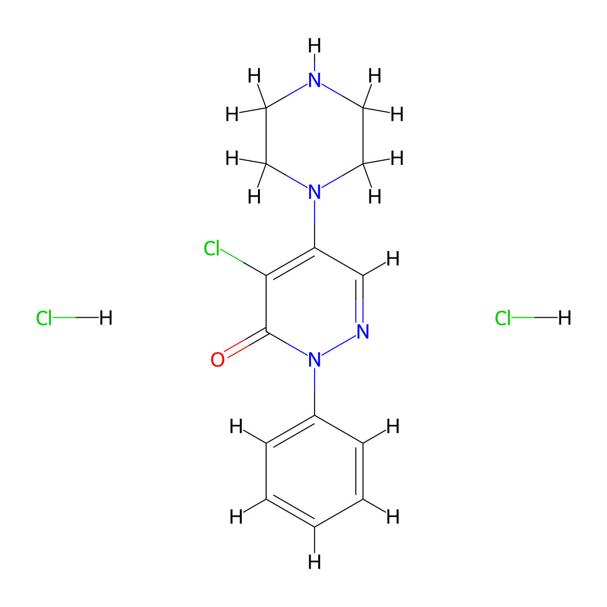 4-Chloro-2-phenyl-5-(piperazin-1-yl)-2,3-dihydropyridazin-3-one dihydrochloride molecular structure, CAS 1820683-16-6