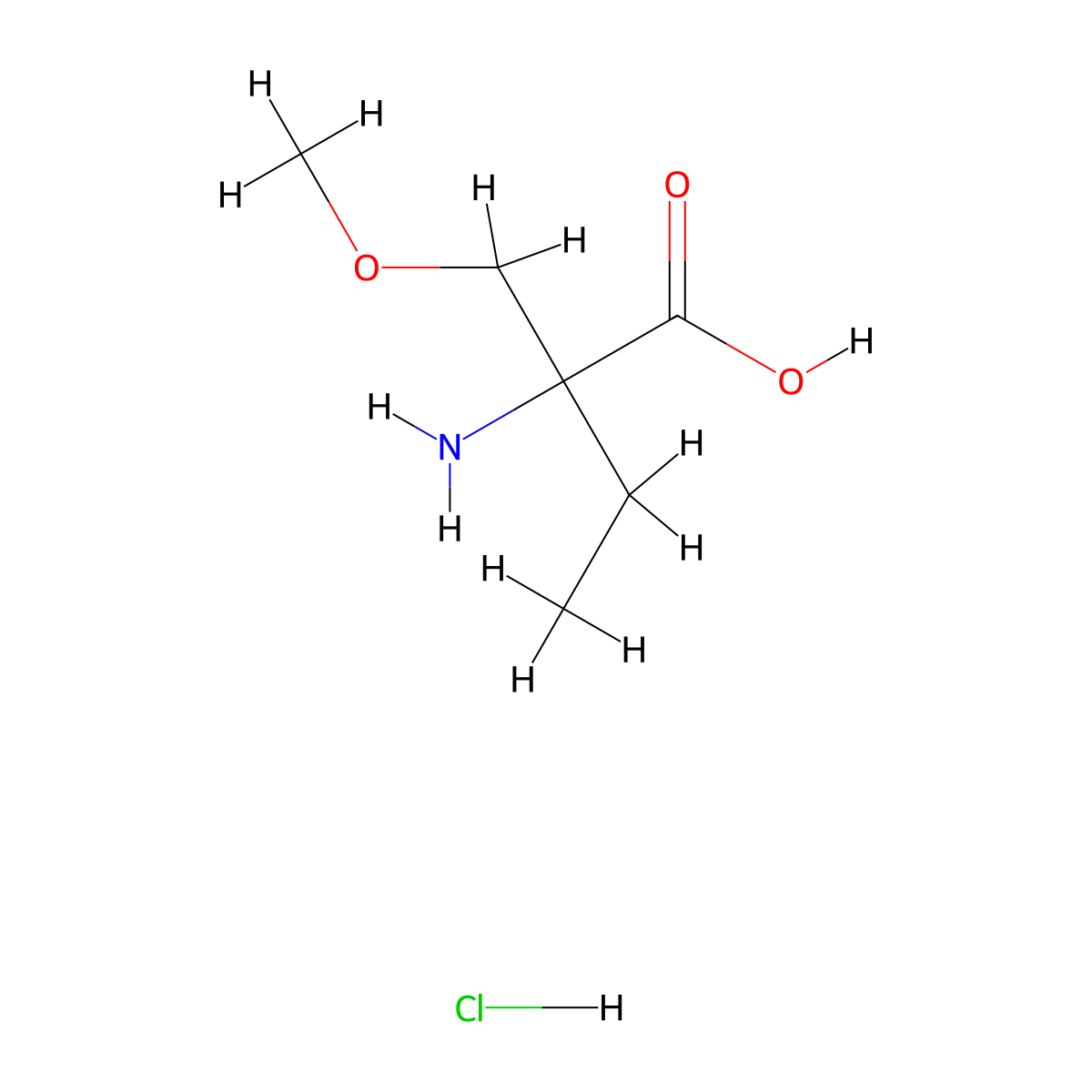 2-Amino-2-(methoxymethyl)butanoic acid hydrochloride molecular structure, CAS 1820683-33-7