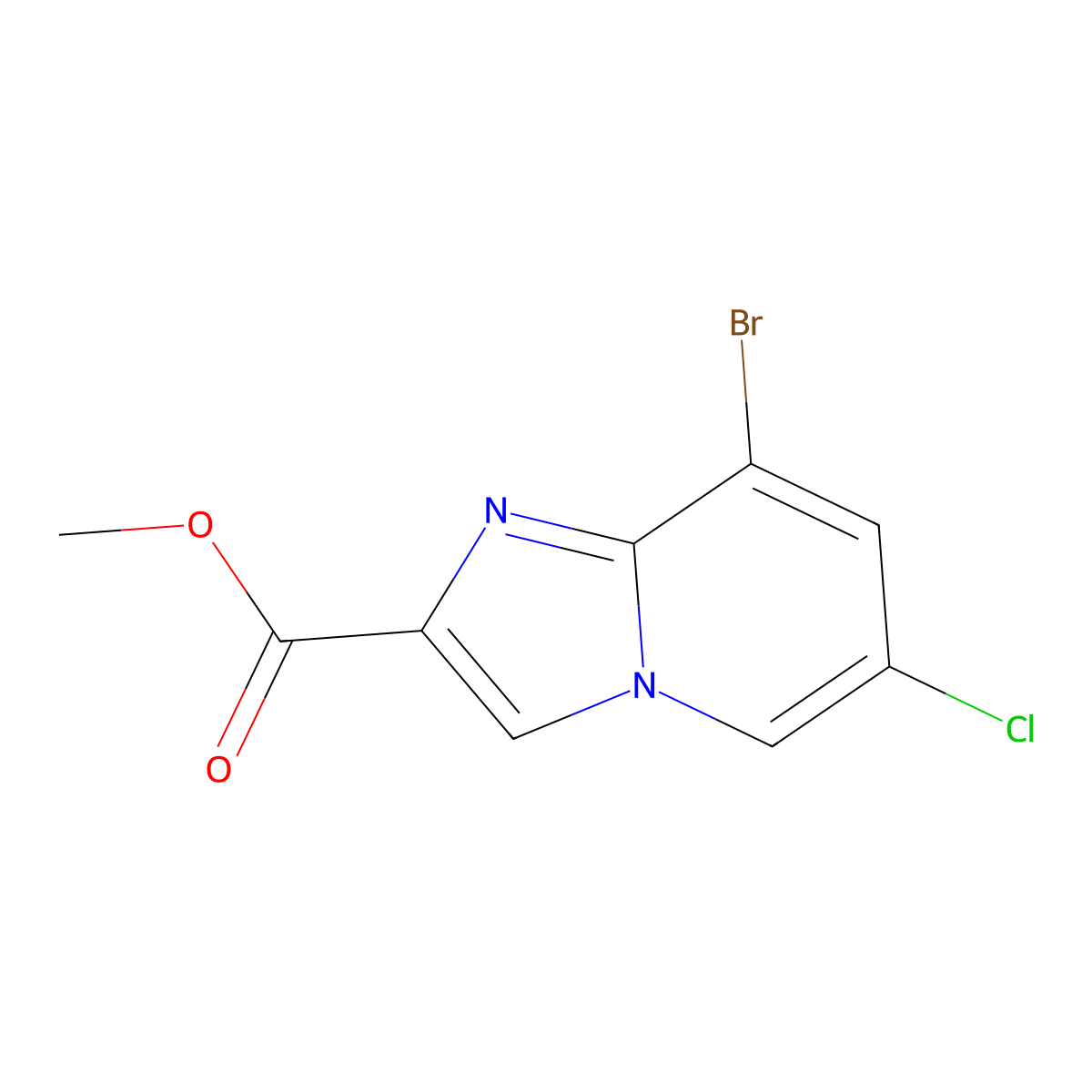 Methyl 8-bromo-6-chloroimidazo[1,2-A]pyridine-2-carboxylate molecular structure, CAS 1820683-44-0