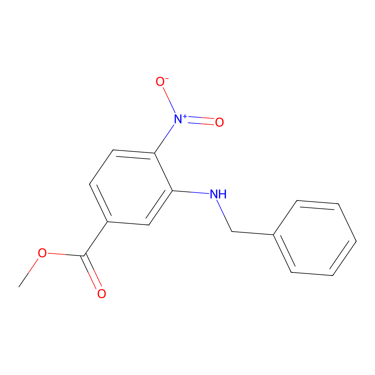 Methyl 3-(benzylamino)-4-nitrobenzoate molecular structure, CAS 1820683-50-8