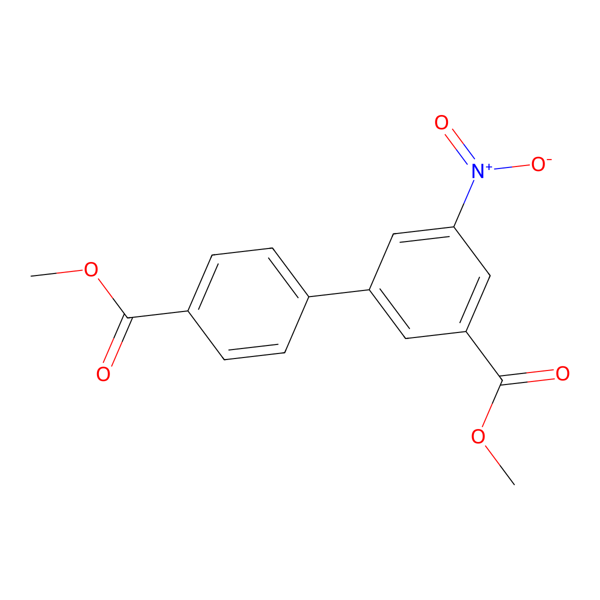 Methyl 3-[4-(methoxycarbonyl)phenyl]-5-nitrobenzoate molecular structure, CAS 1820683-62-2