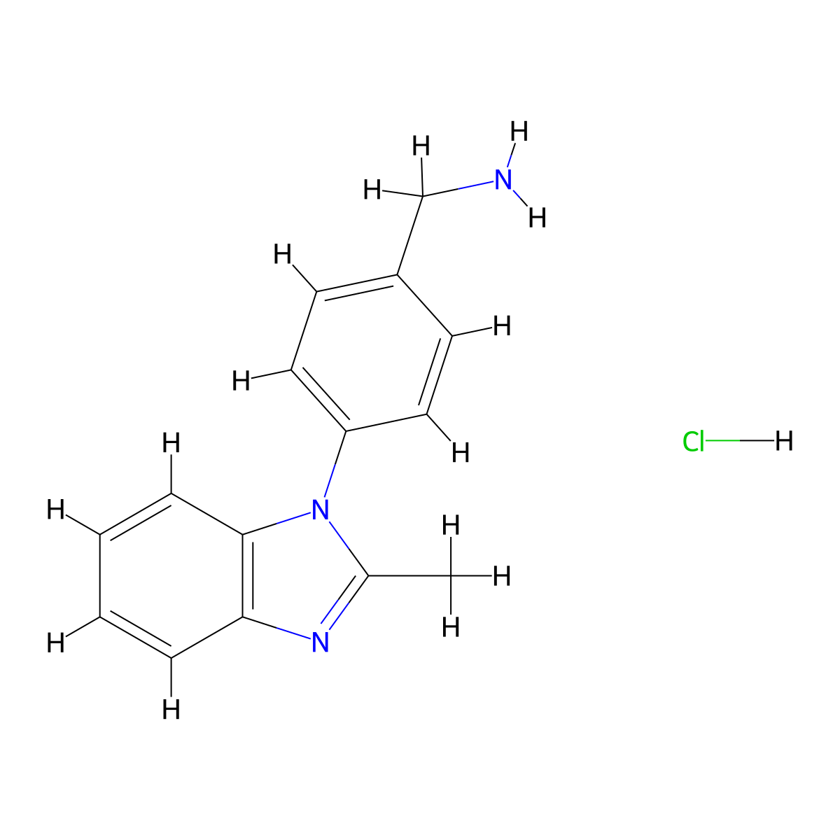 (4-(2-methyl-1H-1,3-benzodiazol-1-yl)phenyl)methanamine hydrochloride molecular structure, CAS 1820683-68-8