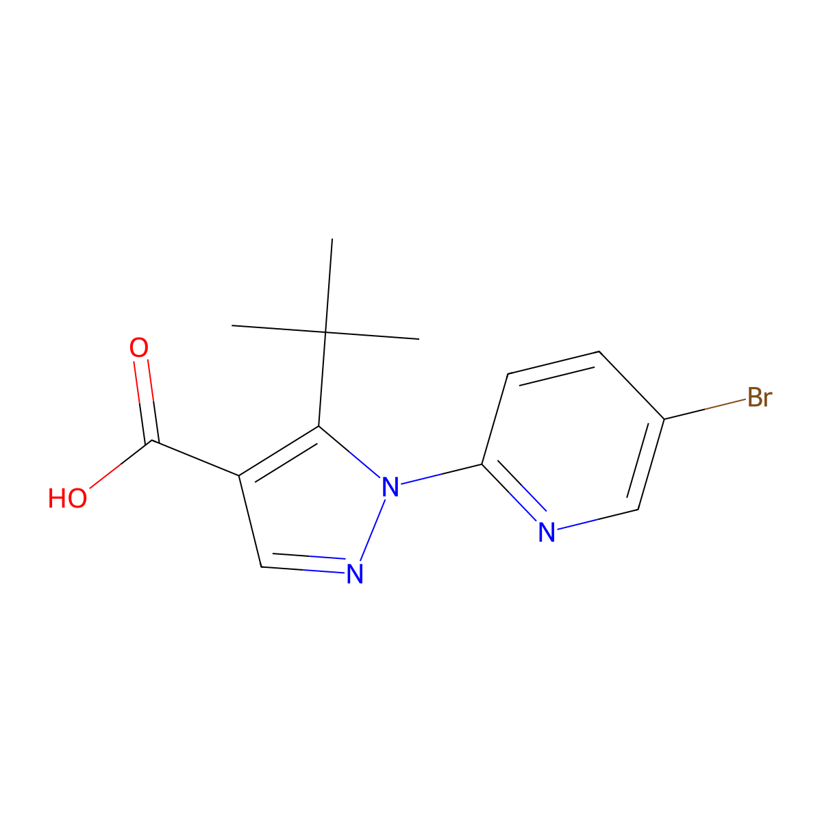 1-(5-Bromopyridin-2-YL)-5-tert-butylpyrazole-4-carboxylic acid molecular structure, CAS 1820683-92-8