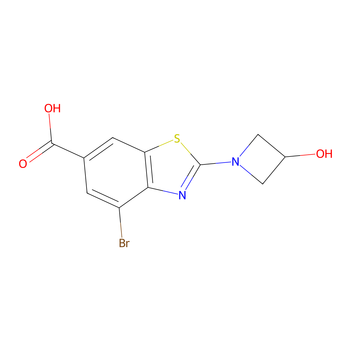 4-Bromo-2-(3-hydroxyazetidin-1-yl)benzo[d]thiazole-6-carboxylic acid molecular structure, CAS 1820684-04-5