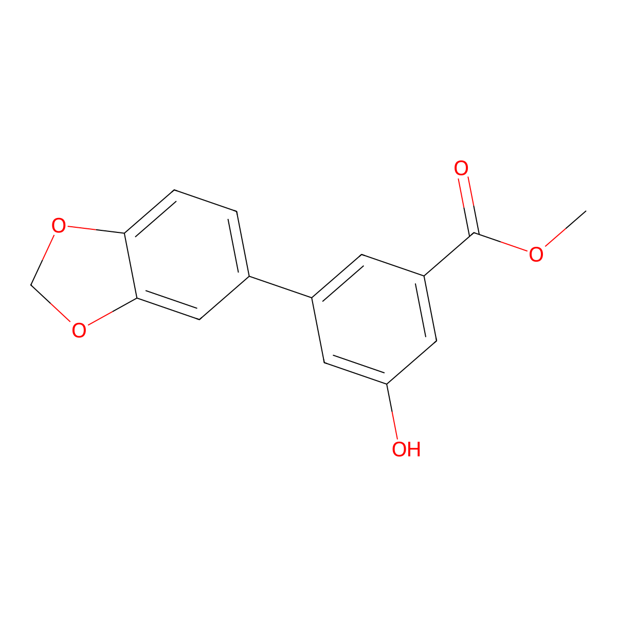 Methyl 3-(2H-1,3-benzodioxol-5-YL)-5-hydroxybenzoate molecular structure, CAS 1820684-07-8