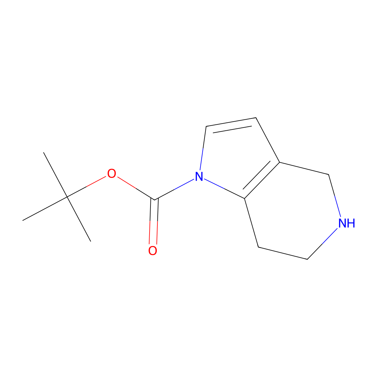 tert-butyl 1H,4H,5H,6H,7H-pyrrolo(3,2-c)pyridine-1-carboxylate molecular structure, CAS 1820684-09-0