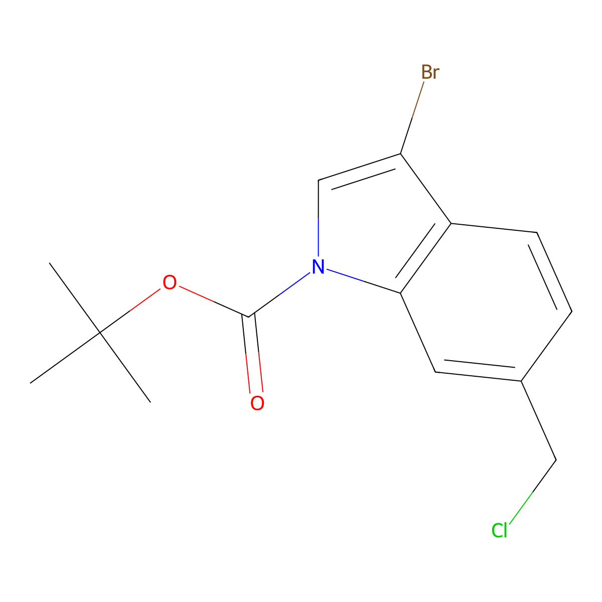 tert-Butyl 3-bromo-6-(chloromethyl)-1H-indole-1-carboxylate molecular structure, CAS 1820684-15-8