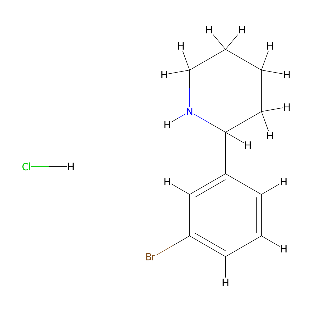 2-(3-Bromophenyl)piperidine hydrochloride molecular structure, CAS 1820684-20-5