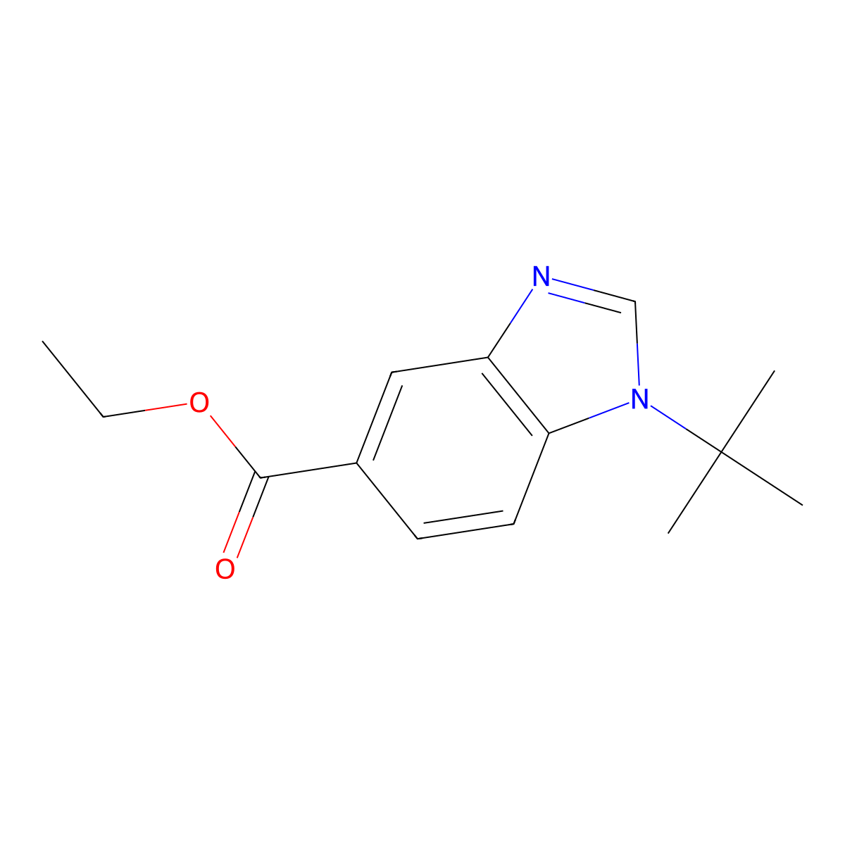 Ethyl 1-tert-butyl-1,3-benzodiazole-5-carboxylate molecular structure, CAS 1820684-25-0