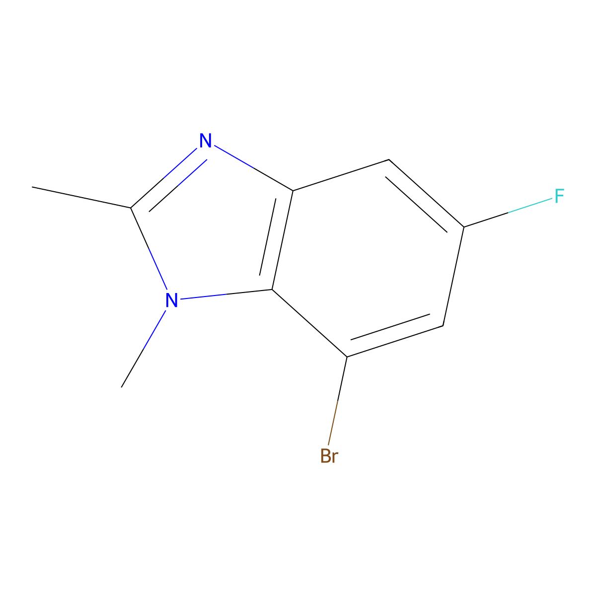 7-Bromo-5-fluoro-1,2-dimethyl-1H-benzo[d]imidazole molecular structure, CAS 1820684-32-9