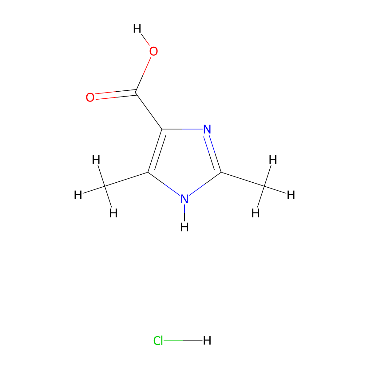 2,5-dimethyl-1H-imidazole-4-carboxylic acid hydrochloride molecular structure, CAS 1820684-42-1