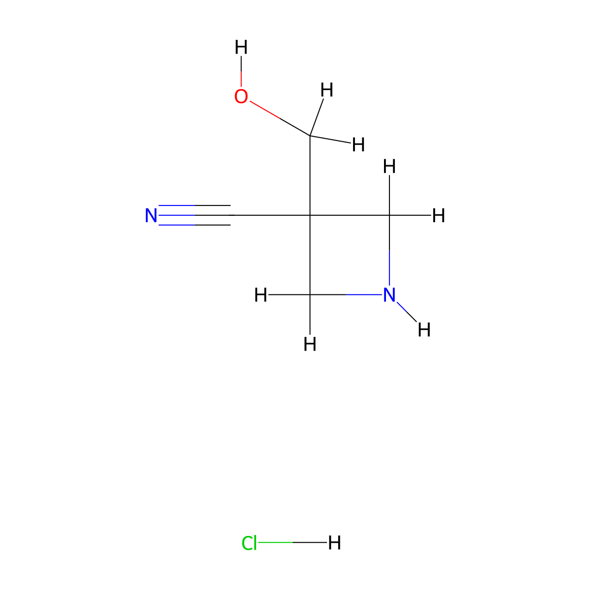 3-(Hydroxymethyl)azetidine-3-carbonitrile hydrochloride molecular structure, CAS 1820684-49-8