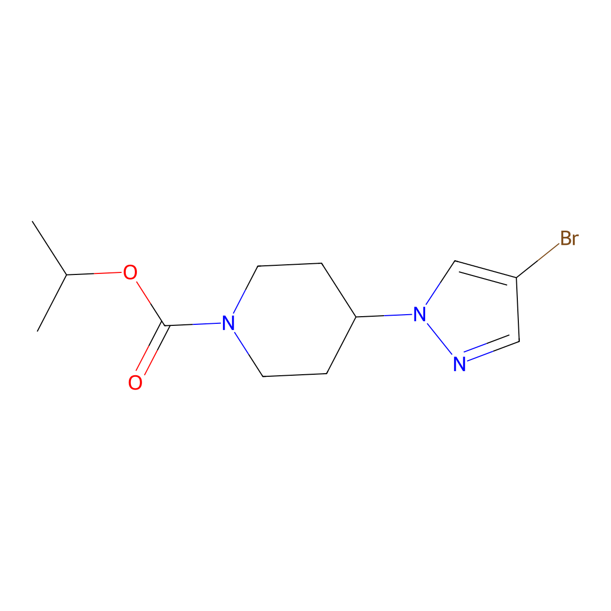 Isopropyl 4-(4-bromopyrazol-1-YL)piperidine-1-carboxylate molecular structure, CAS 1820684-50-1