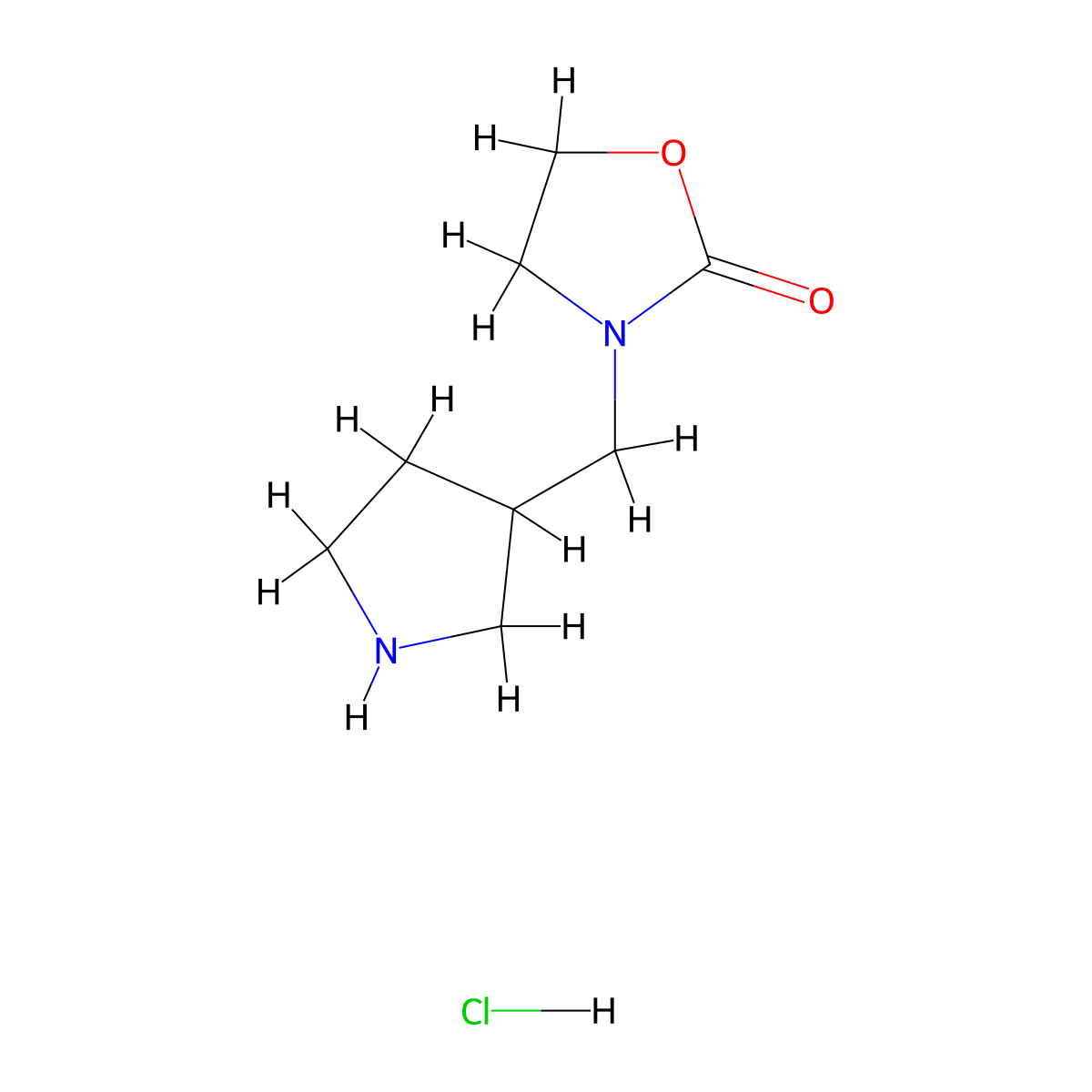 3-(Pyrrolidin-3-ylmethyl)-1,3-oxazolidin-2-one hydrochloride molecular structure, CAS 1820684-55-6