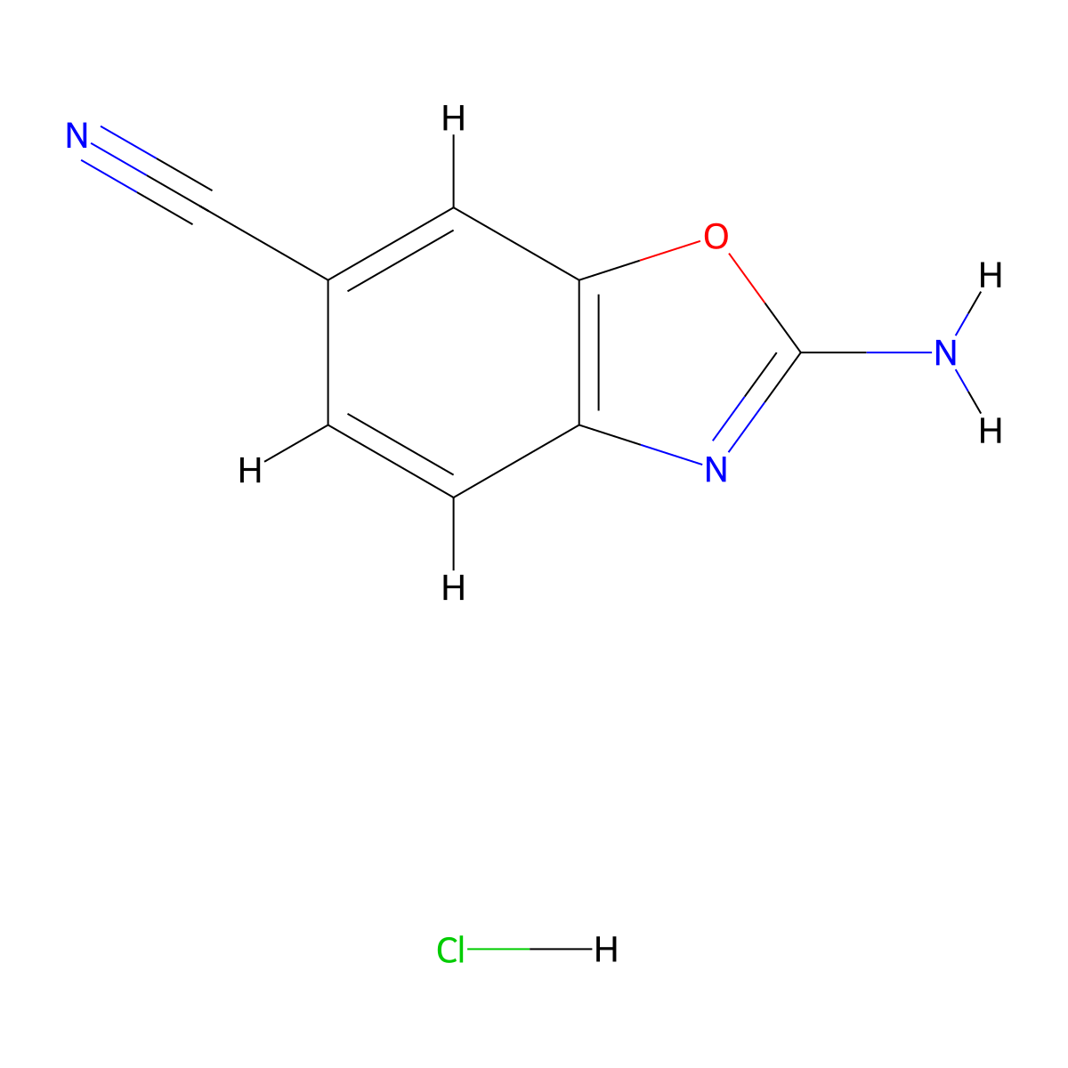 2-Amino-1,3-benzoxazole-6-carbonitrile hydrochloride molecular structure, CAS 1820684-59-0