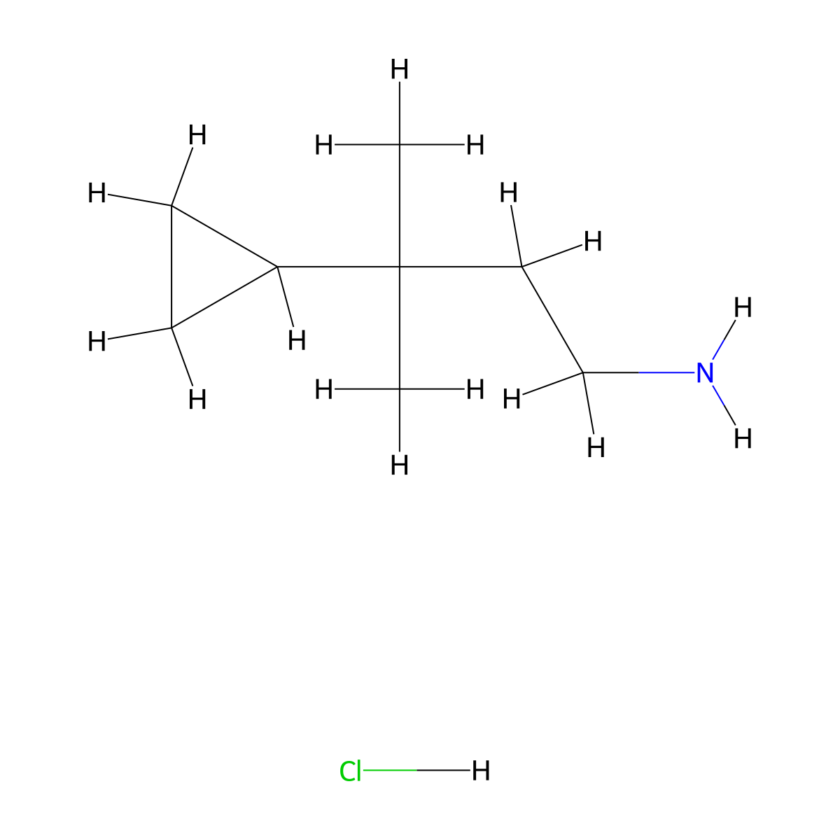 3-Cyclopropyl-3-methylbutan-1-amine hydrochloride molecular structure, CAS 1820684-63-6