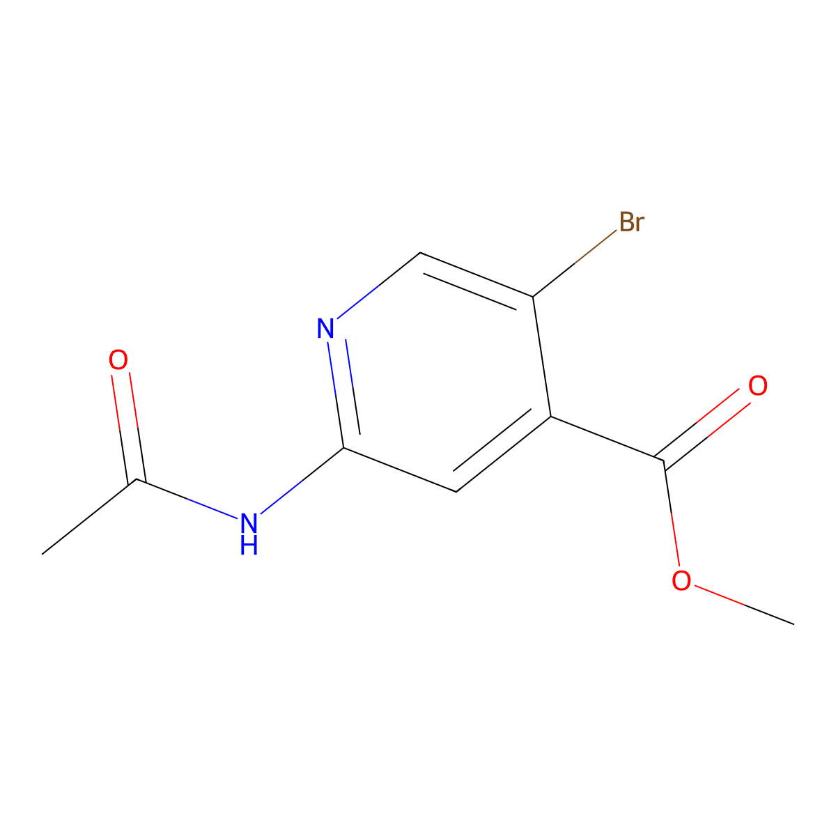 Methyl 5-bromo-2-acetamidopyridine-4-carboxylate molecular structure, CAS 1820684-64-7