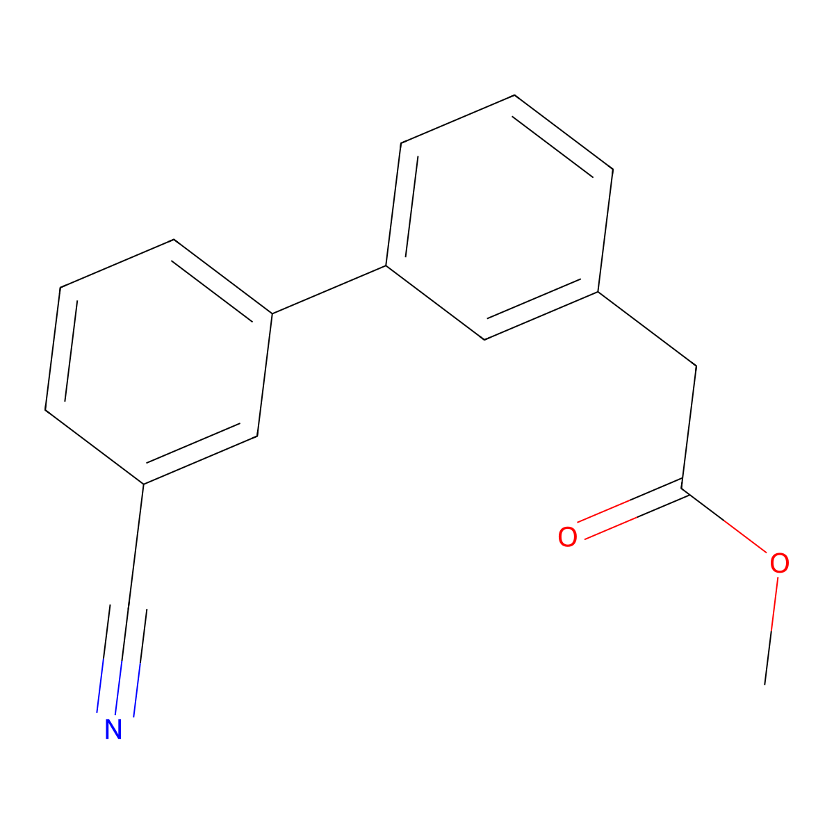 Methyl 2-[3-(3-cyanophenyl)phenyl]acetate molecular structure, CAS 1820684-68-1