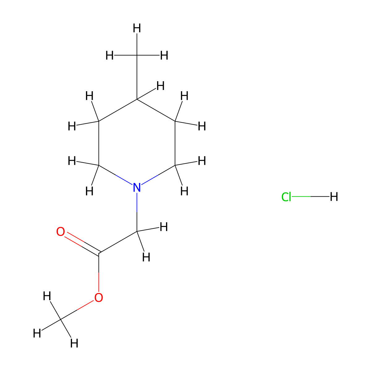 Methyl 2-(4-methylpiperidin-1-YL)acetate hydrochloride molecular structure, CAS 1820684-70-5