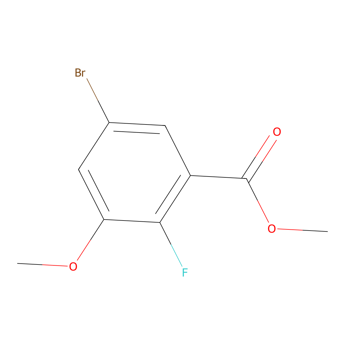 Methyl 5-bromo-2-fluoro-3-methoxybenzoate molecular structure, CAS 1820684-72-7