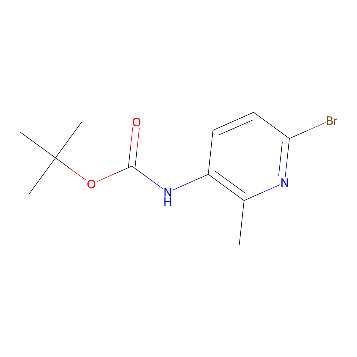 tert-Butyl (6-bromo-2-methylpyridin-3-yl)carbamate molecular structure, CAS 1820684-75-0