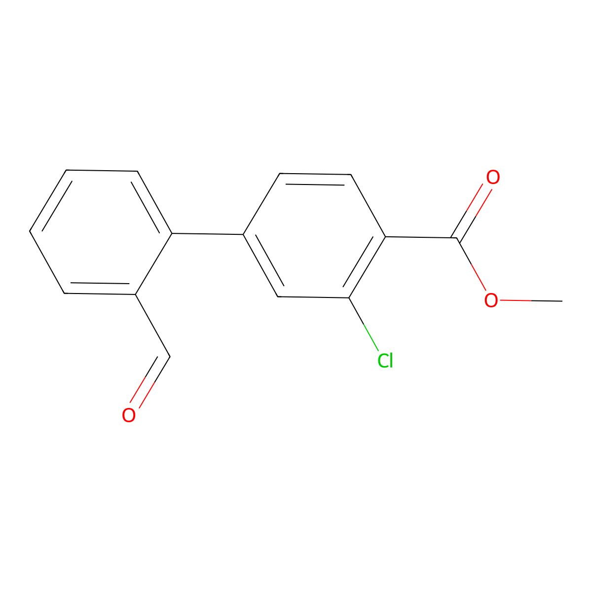 Methyl 2-chloro-4-(2-formylphenyl)benzoate molecular structure, CAS 1820684-84-1