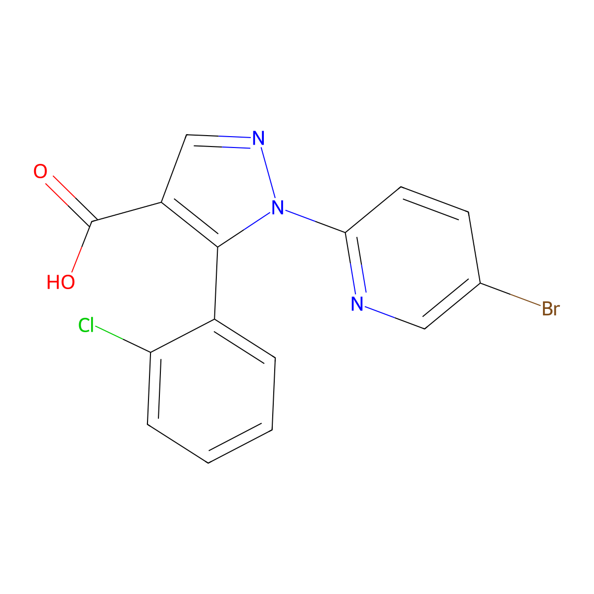 1-(5-Bromopyridin-2-YL)-5-(2-chlorophenyl)pyrazole-4-carboxylic acid molecular structure, CAS 1820684-92-1