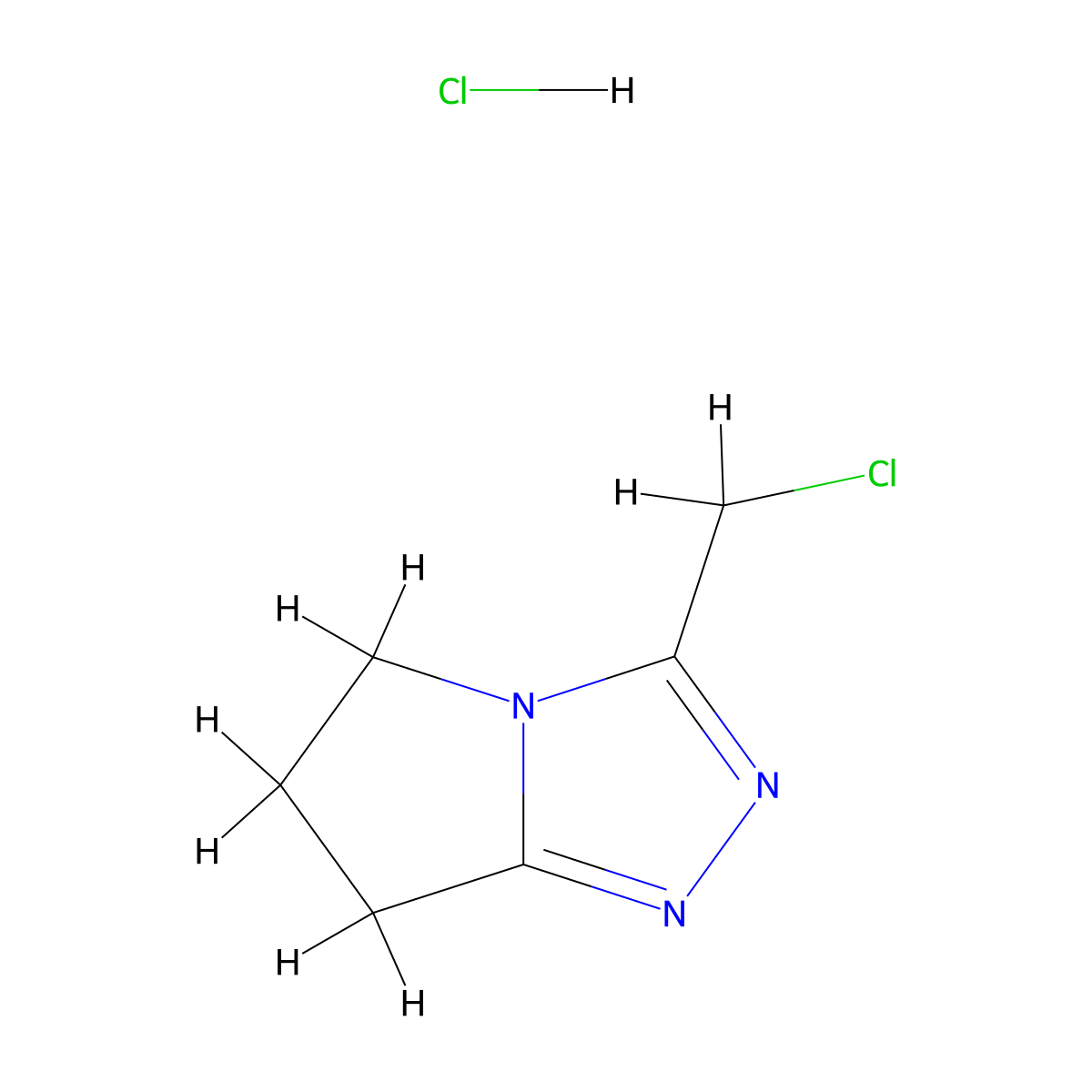 3-(chloromethyl)-5H,6H,7H-pyrrolo[2,1-c][1,2,4]triazole hydrochloride molecular structure, CAS 1820685-05-9