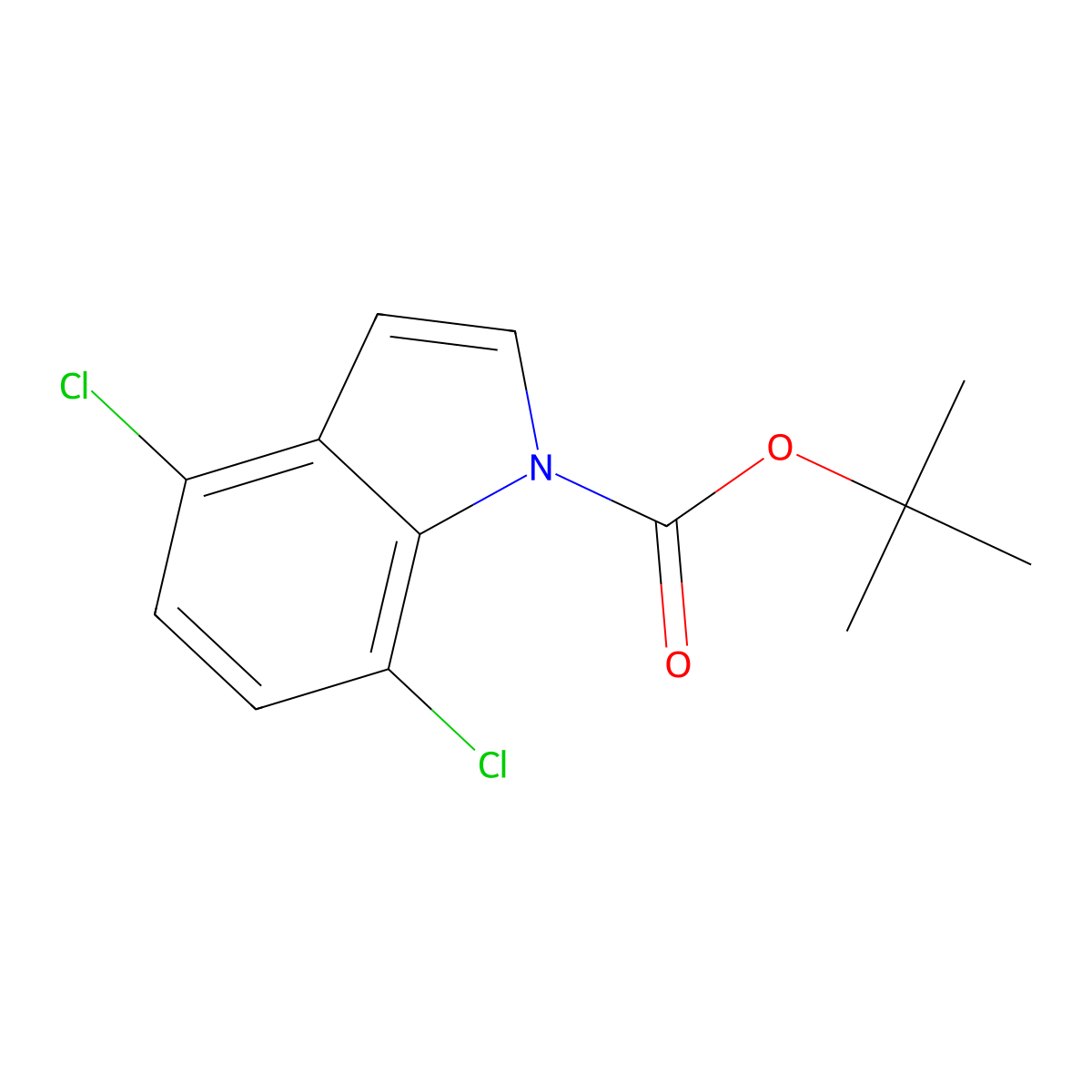 Tert-butyl 4,7-dichloroindole-1-carboxylate molecular structure, CAS 1820685-18-4