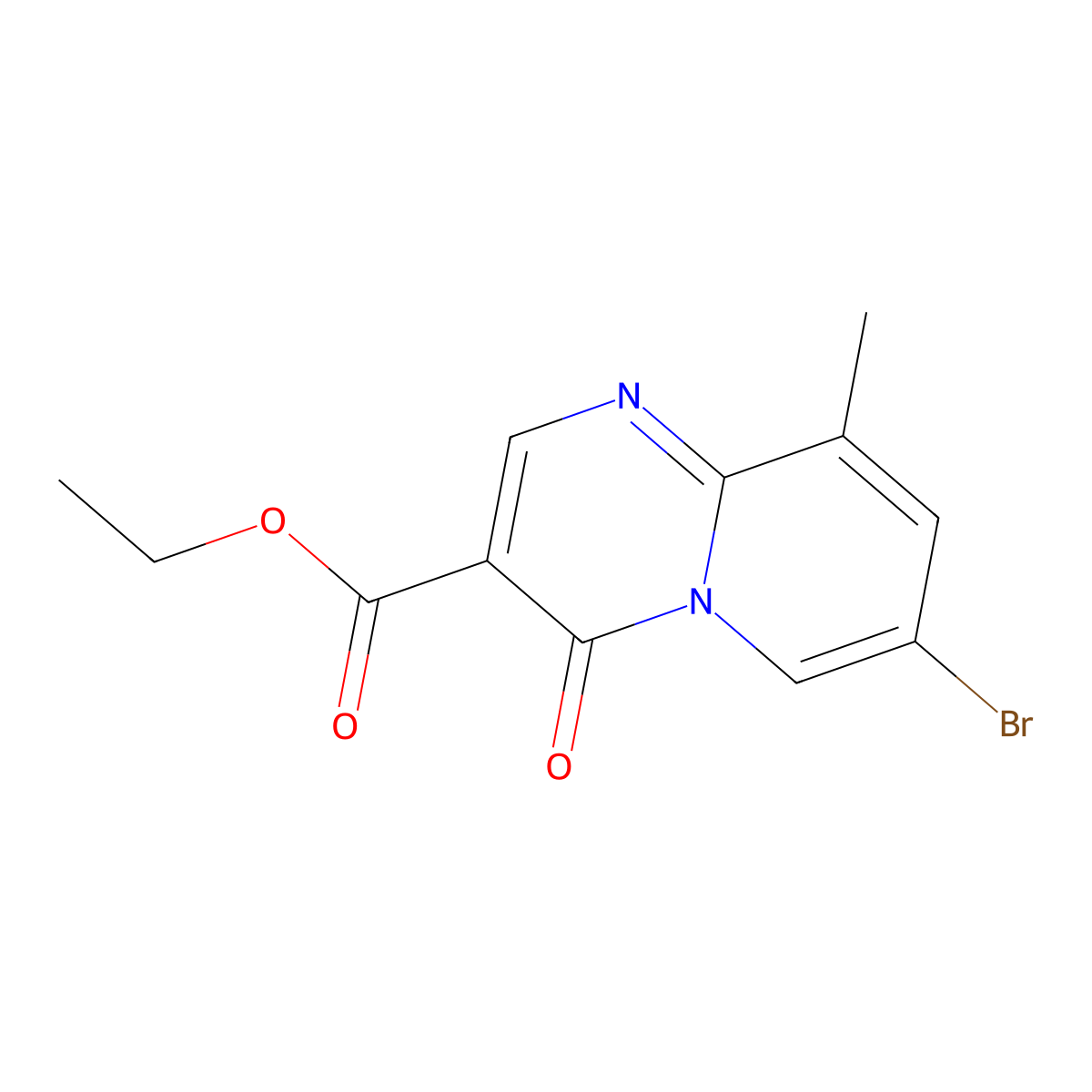 Ethyl 7-bromo-9-methyl-4-oxo-4H-pyrido[1,2-a]pyrimidine-3-carboxylate molecular structure, CAS 1820685-82-2