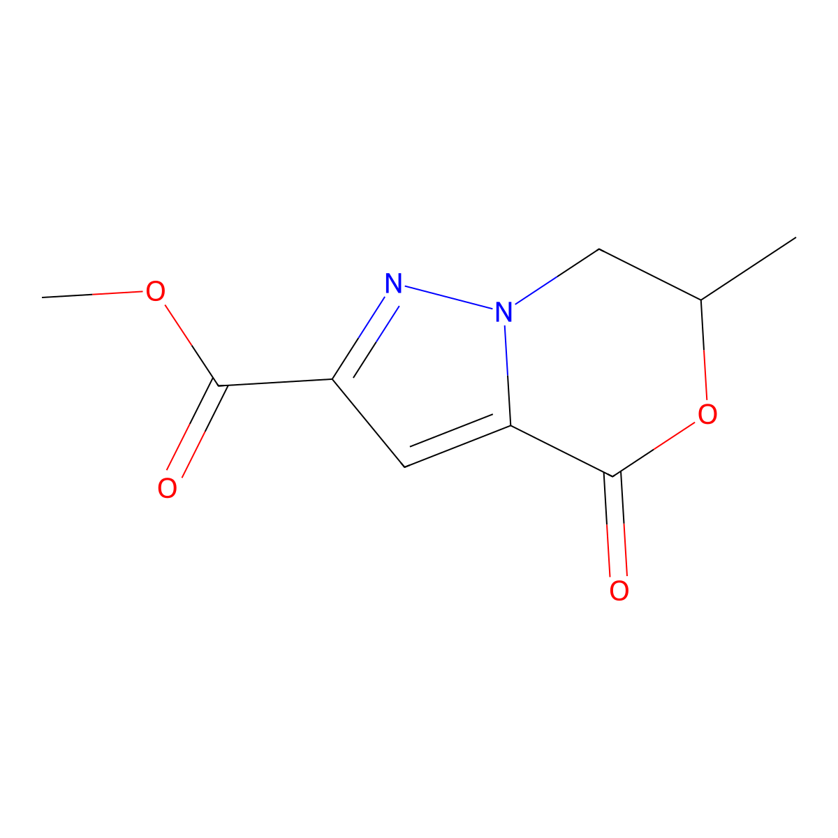 Methyl 6-methyl-4-oxo-6H,7H-pyrazolo[3,2-C][1,4]oxazine-2-carboxylate molecular structure, CAS 1820686-06-3