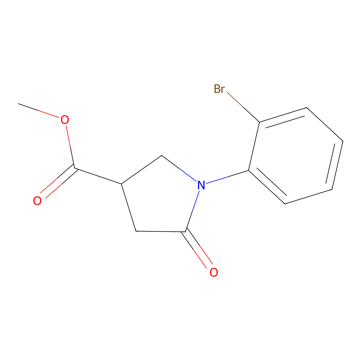 Methyl 1-(2-bromophenyl)-5-oxopyrrolidine-3-carboxylate molecular structure, CAS 1820686-31-4