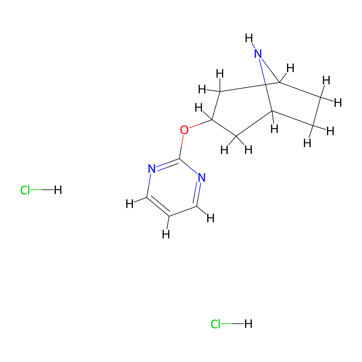 3-(Pyrimidin-2-yloxy)-8-azabicyclo[3.2.1]octane dihydrochloride molecular structure, CAS 1820686-49-4