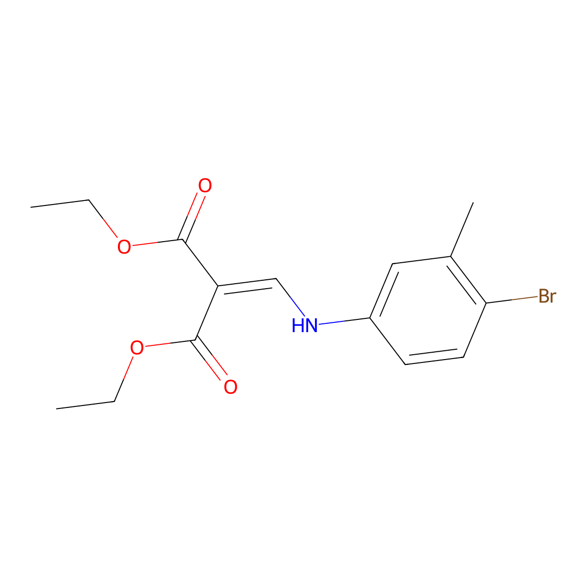 Diethyl 2-(((4-bromo-3-methylphenyl)amino)methylene)malonate molecular structure, CAS 1820686-69-8