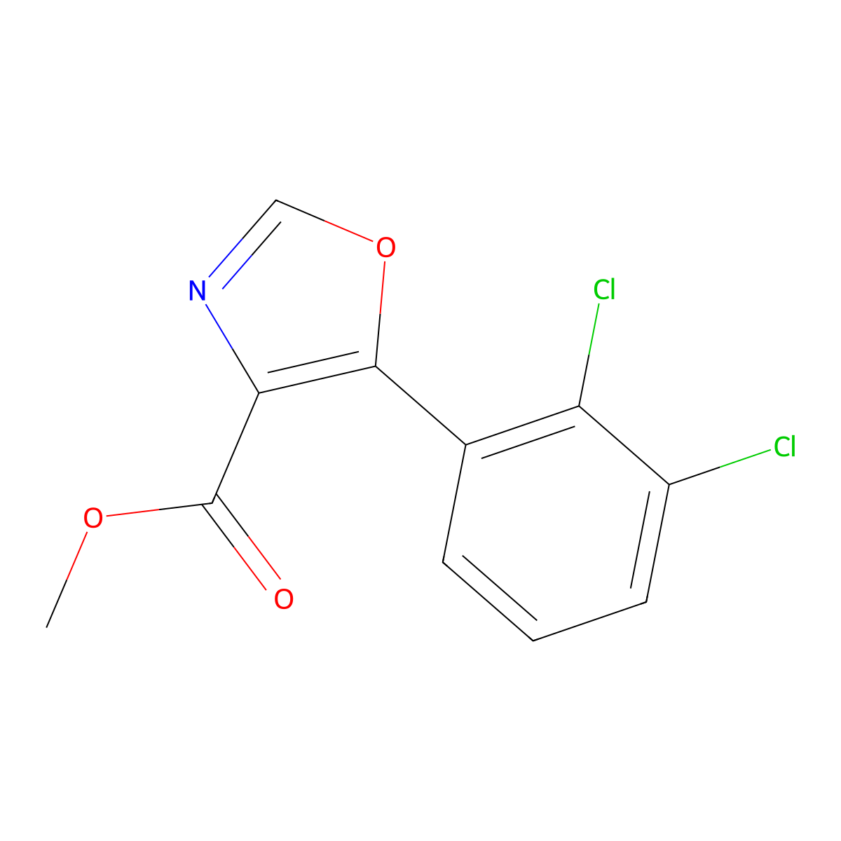 Methyl 5-(2,3-dichlorophenyl)-1,3-oxazole-4-carboxylate molecular structure, CAS 1820686-76-7