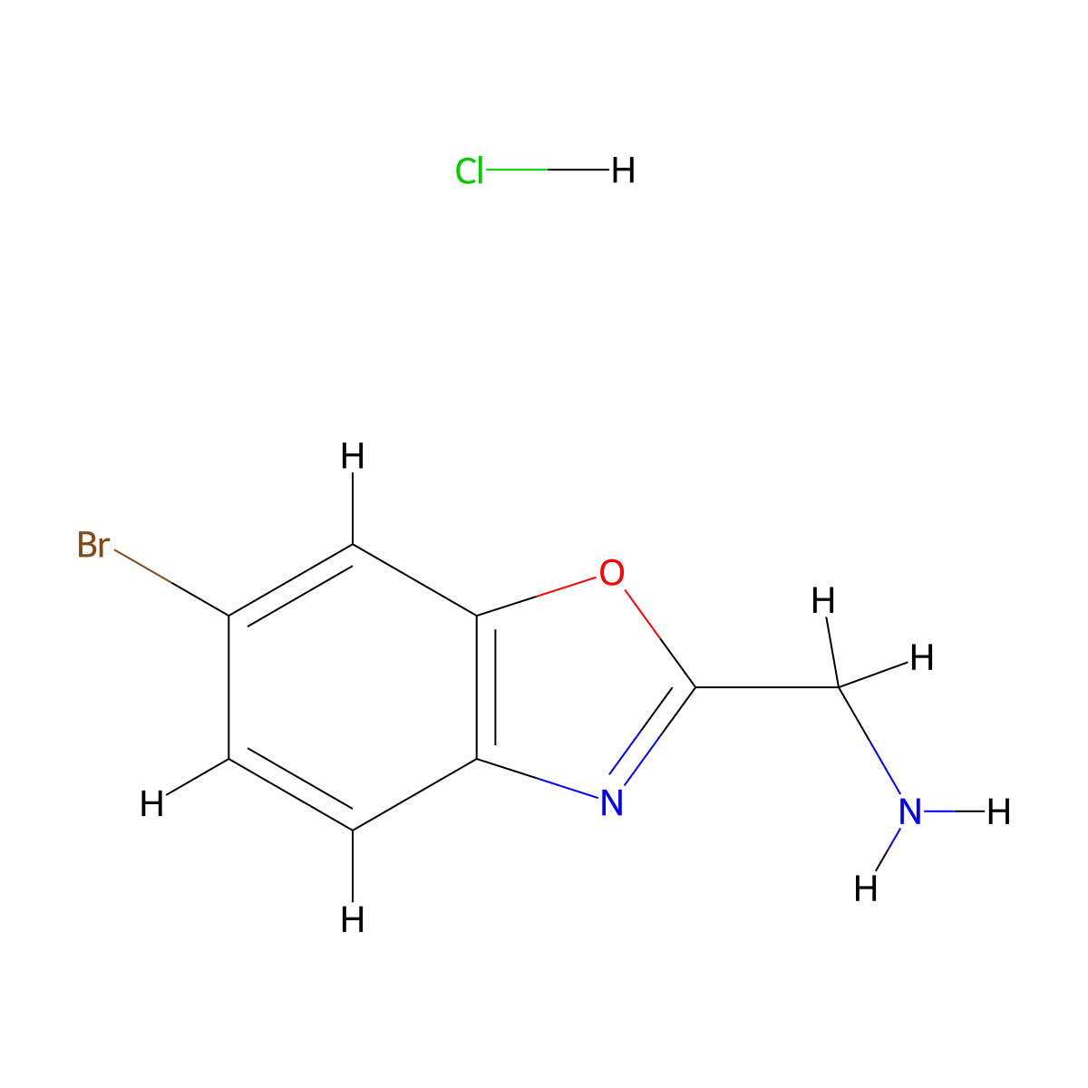 (6-Bromo-1,3-benzoxazol-2-yl)methanamine hydrochloride molecular structure, CAS 1820686-95-0