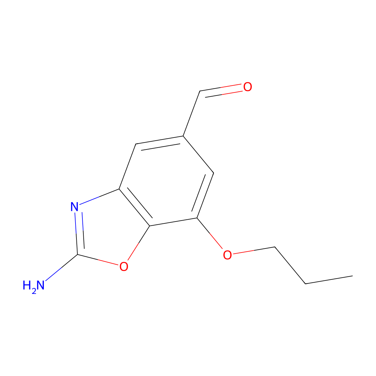 2-Amino-7-propoxy-1,3-benzoxazole-5-carbaldehyde molecular structure, CAS 1820687-19-1
