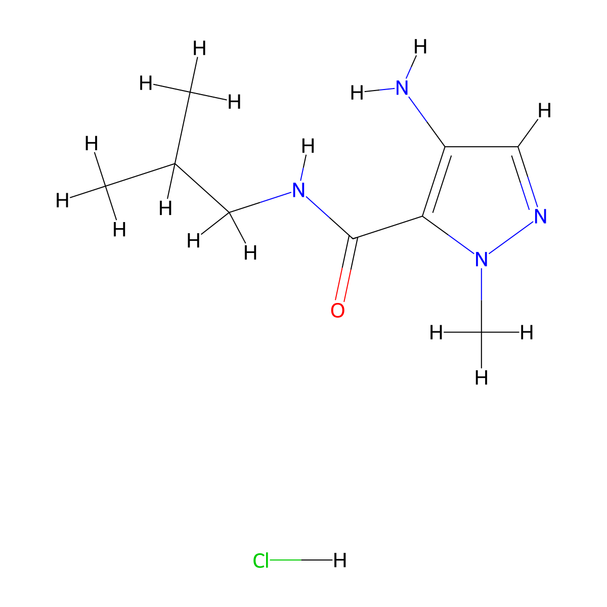 4-Amino-N-isobutyl-1-methyl-1H-pyrazole-5-carboxamide hydrochloride molecular structure, CAS 1820687-38-4