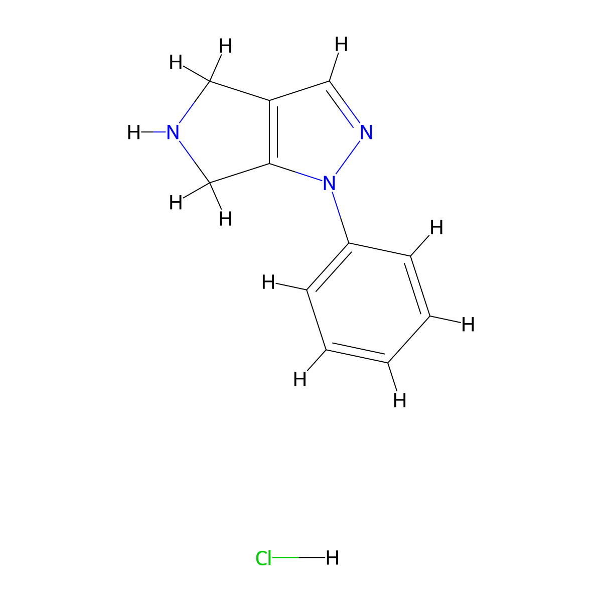 1-phenyl-1H,4H,5H,6H-pyrrolo(3,4-c)pyrazole hydrochloride molecular structure, CAS 1820687-44-2