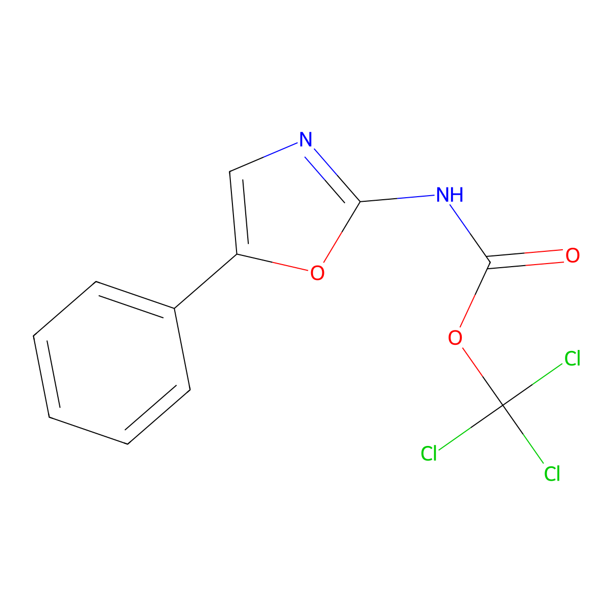 Trichloromethyl N-(5-phenyl-1,3-oxazol-2-yl)carbamate molecular structure, CAS 1820687-45-3