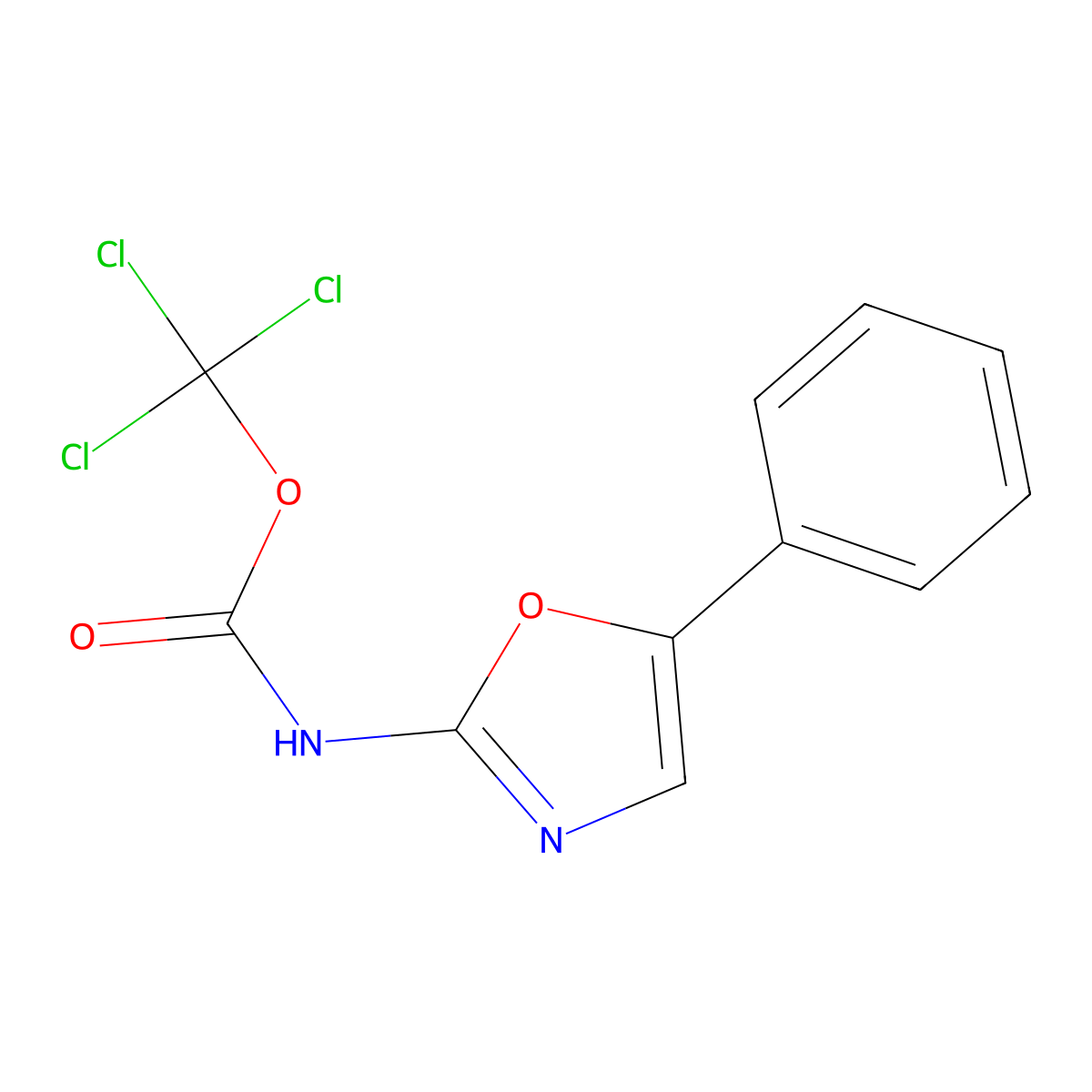 Trichloromethyl N-(5-phenyl-1,3-oxazol-2-yl)carbamate molecular structure, CAS 1820687-45-3