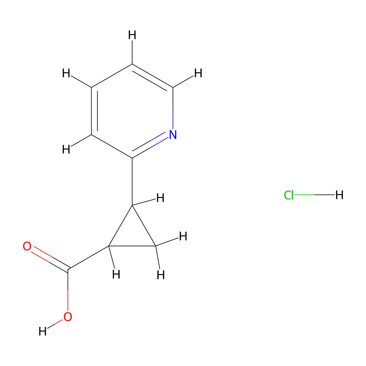 2-(Pyridin-2-yl)cyclopropane-1-carboxylic acid hydrochloride molecular structure, CAS 1820687-69-1