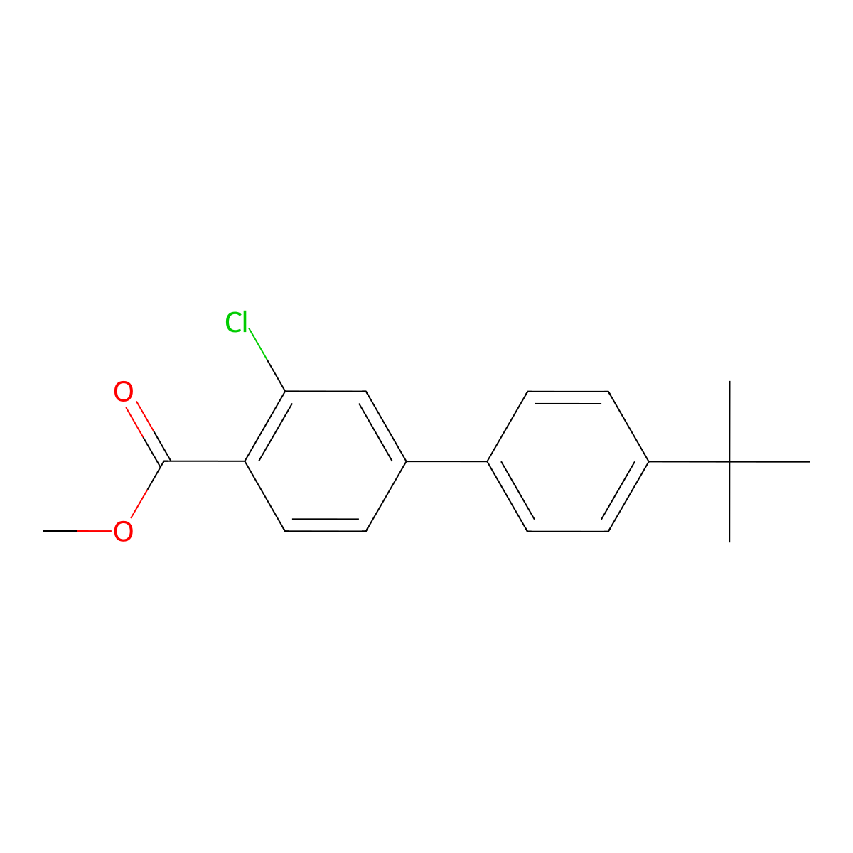 Methyl 4-(4-tert-butylphenyl)-2-chlorobenzoate molecular structure, CAS 1820687-95-3