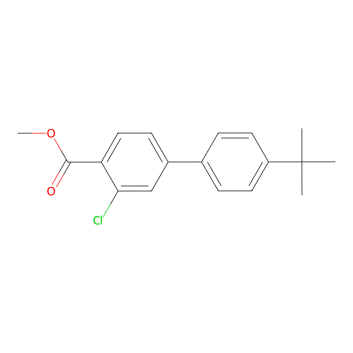 Methyl 4-(4-tert-butylphenyl)-2-chlorobenzoate molecular structure, CAS 1820687-95-3