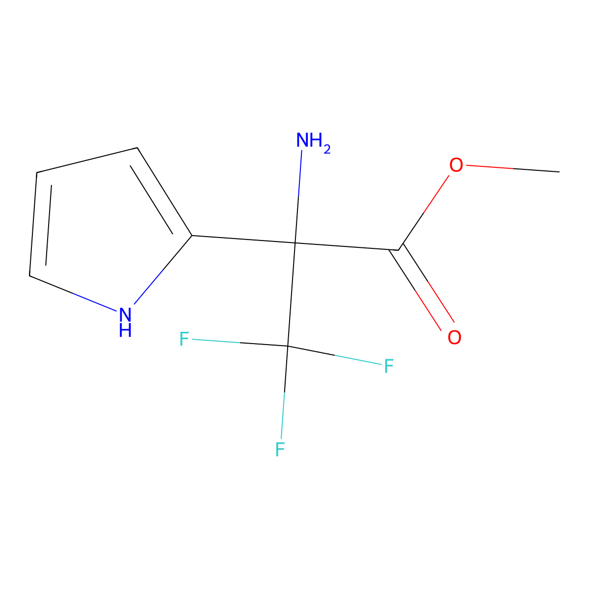 Methyl 2-amino-3,3,3-trifluoro-2-(1H-pyrrol-2-yl)propanoate molecular structure, CAS 1820703-39-6