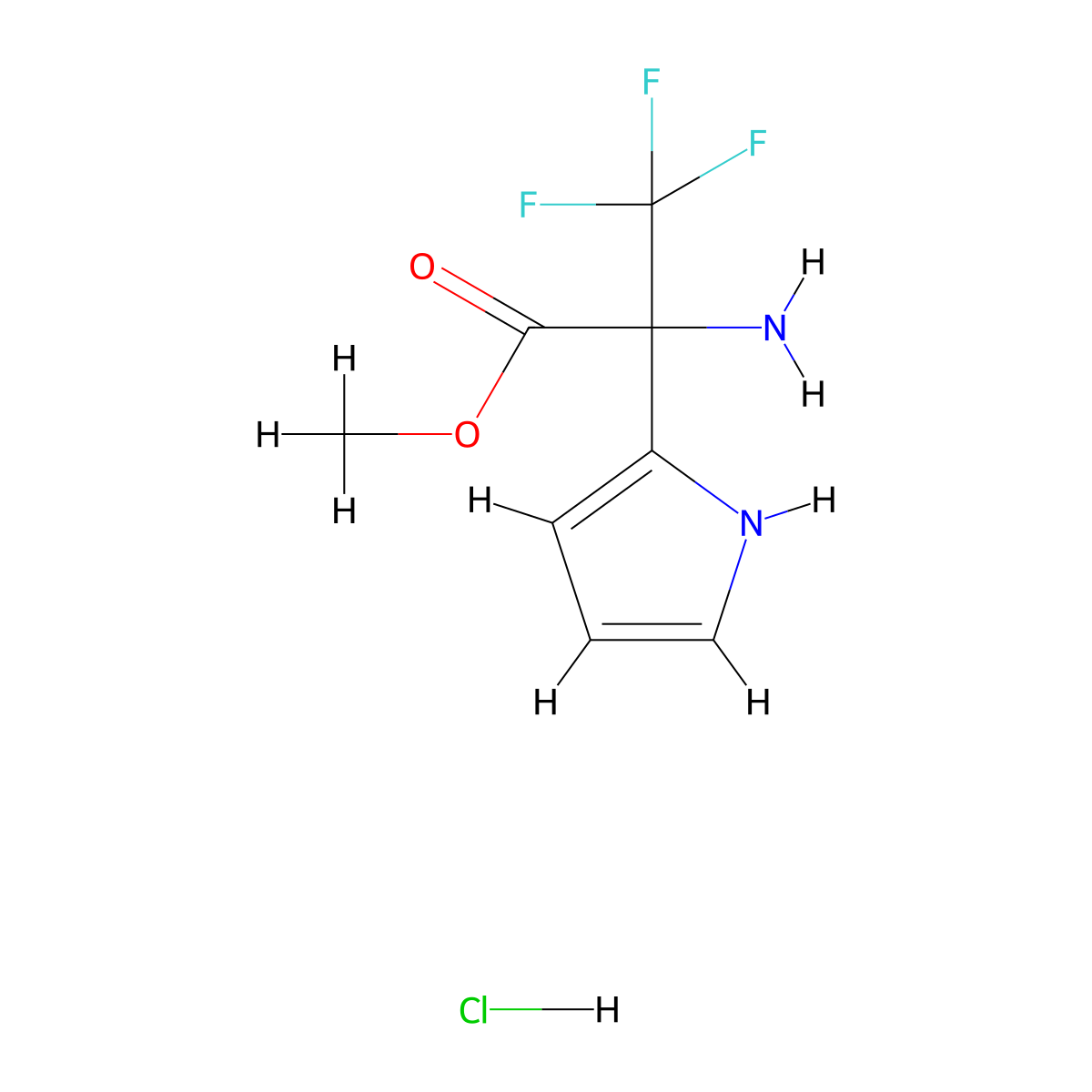 methyl 2-amino-3,3,3-trifluoro-2-(1H-pyrrol-2-yl)propanoate hydrochloride molecular structure, CAS 1820703-40-9