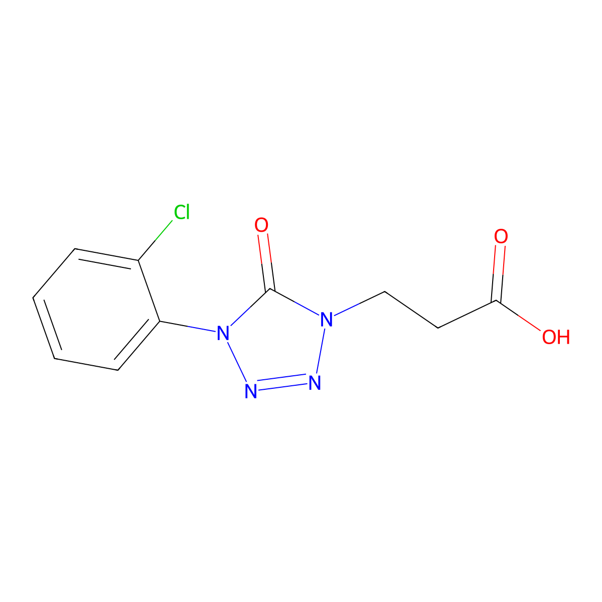 3-[4-(2-Chlorophenyl)-5-oxotetrazol-1-yl]propanoic acid molecular structure, CAS 1820703-46-5