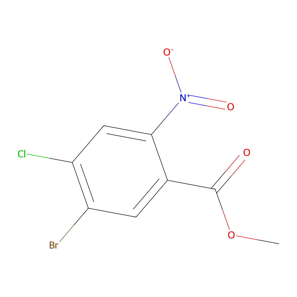 Methyl 5-bromo-4-chloro-2-nitrobenzoate molecular structure, CAS 1820703-50-1