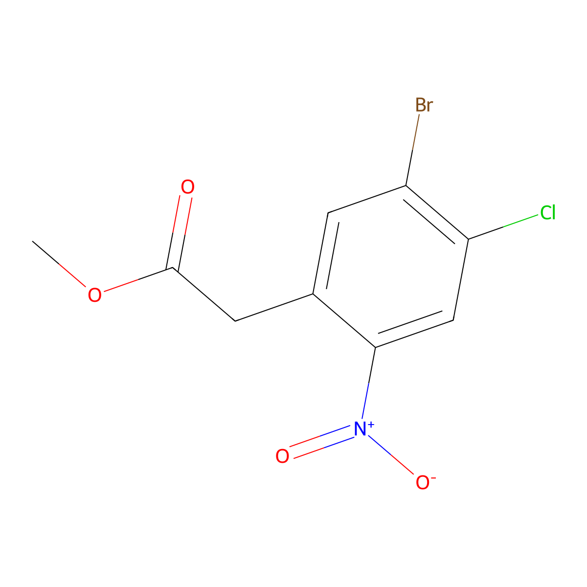 Methyl 2-(5-bromo-4-chloro-2-nitrophenyl)acetate molecular structure, CAS 1820703-56-7
